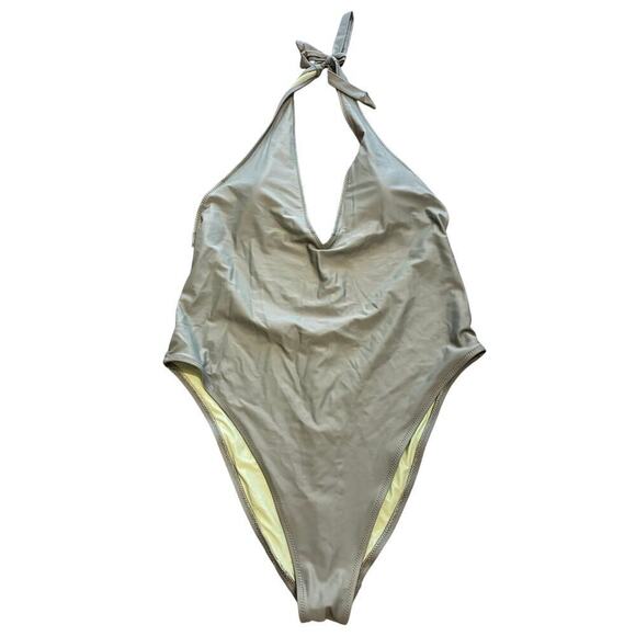 Aerie Green One Piece Low Back and V-Neck Halter High Cut & Cheeky XL - Picture 1 of 4